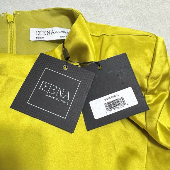 Mac Duggal Ieena 26676 Green Chartreuse Gown 14 Structured Bow Long Sleeve NWT - Picture 7 of 16